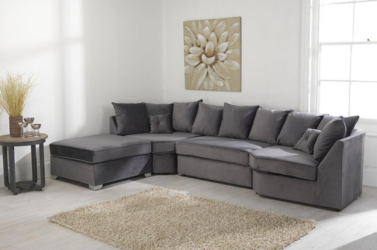 - Palm Interiors | Sofa- U-Shape | Steel Plush Fabric -