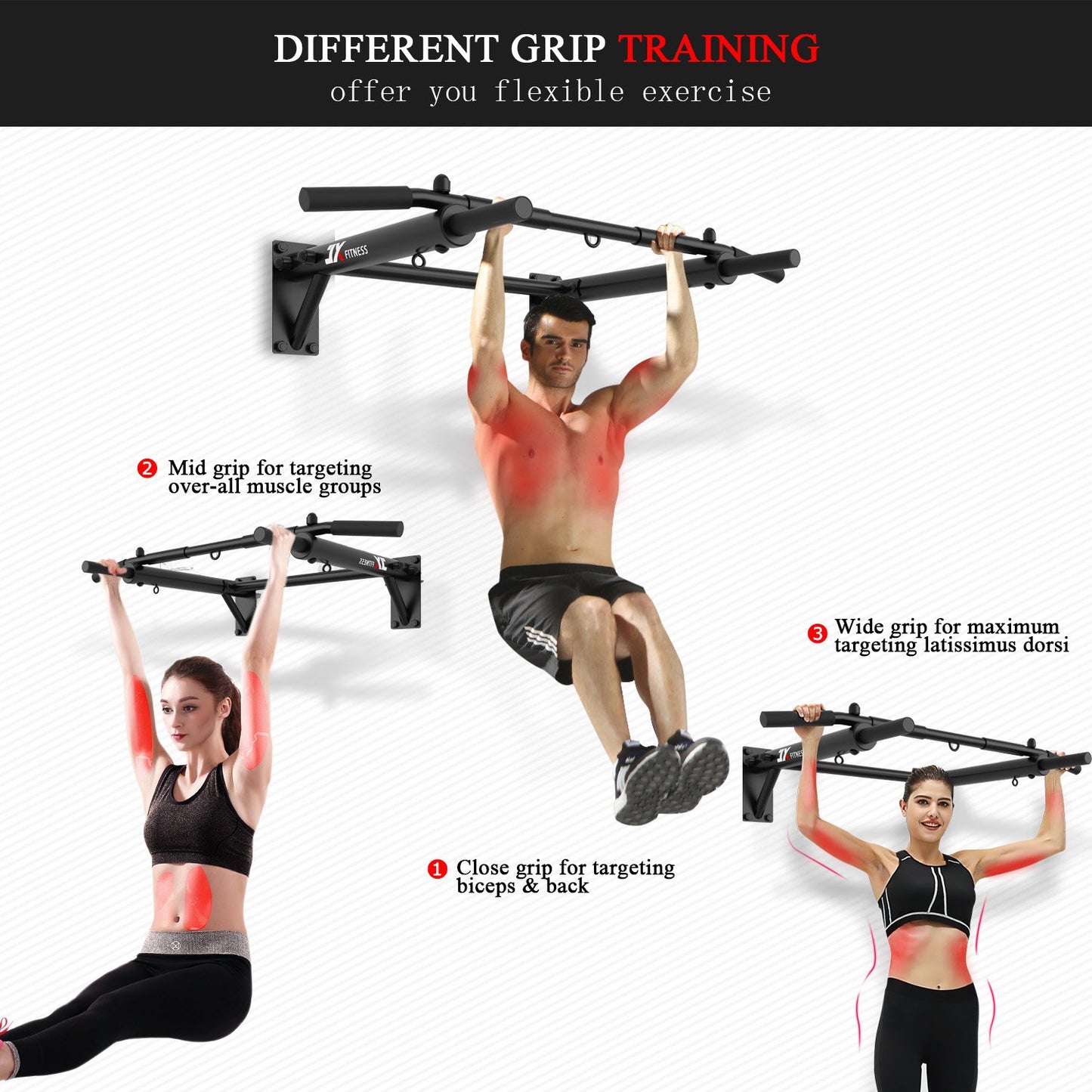 - JX FITNESS Pull Up Bar Wall Mounted Chin Up Bar | Home Gym Punch Bag and TRX Training Hook Exercise Bracket Upper Body -