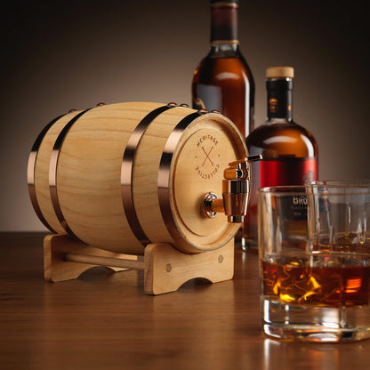 - InGenious Mini Wooden Whiskey Barrel Decanter | Miniature Spirit Keg with Stand -