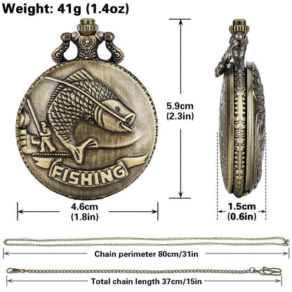 - Keller & Weber Vintage Fishing Pocket Watches for Men | FOB Pocket Watch with Chain -