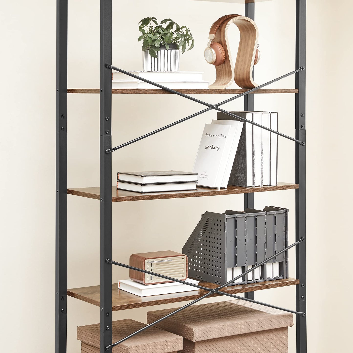 - VASAGLE 6-Tier Tall Bookshelf, Large Bookcase, Steel Frame, Freestanding Shelf Unit -
