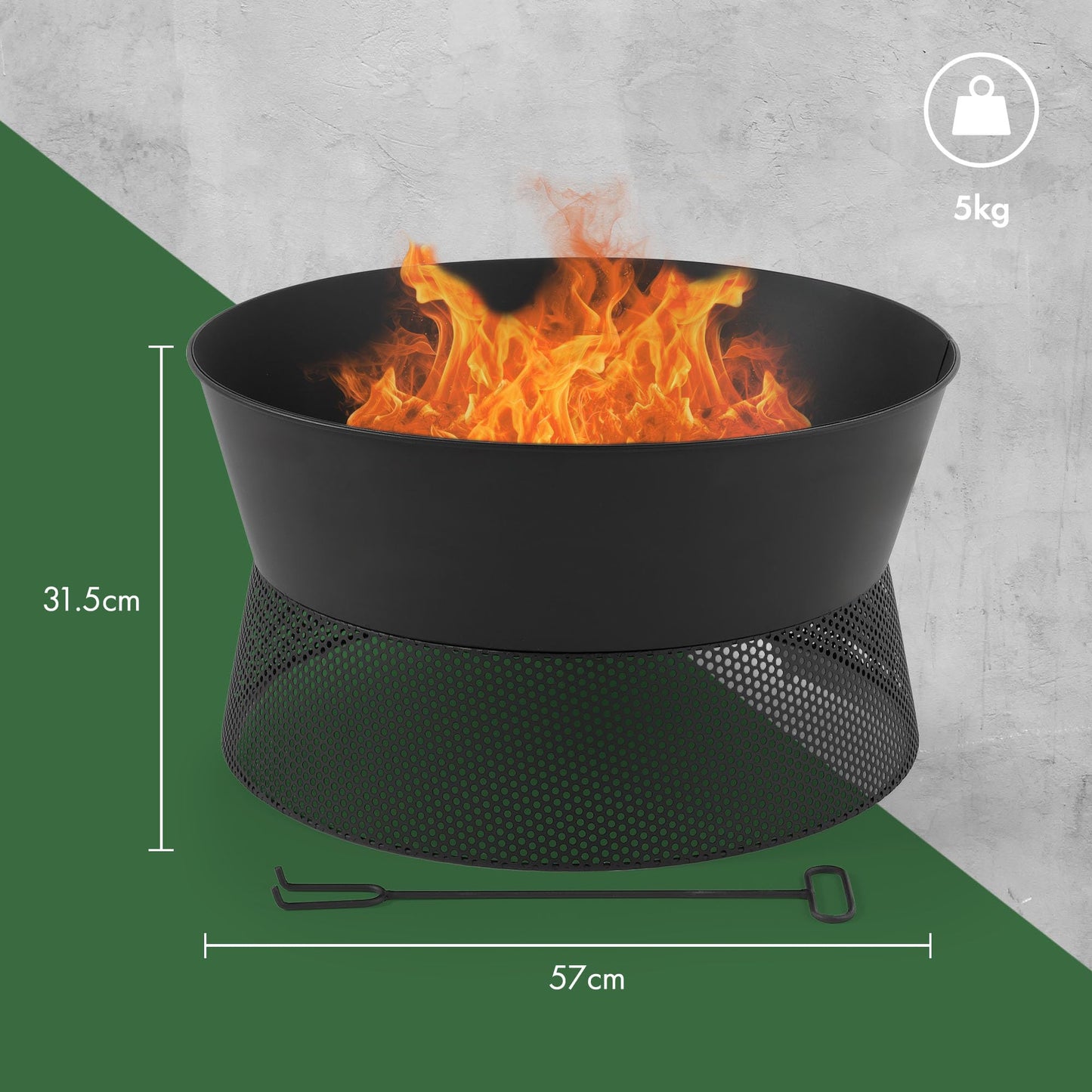 - VonHaus Fire Pit – Firepit for Outdoor, Garden, Patio – Portable & Lightweight