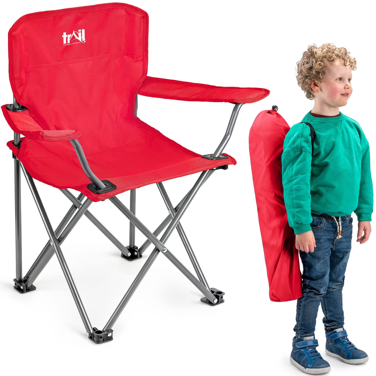 - Trail Eagle Kids Camping Chair | Red | Lightweight Folding Garden Beach Seat | For Ages 2 to 6 Years Old -