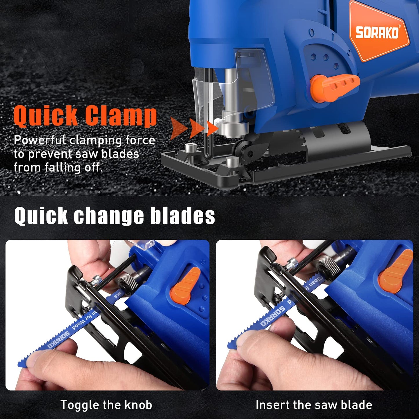 - SORAKO Jigsaw | 600W Electric Jigsaw Tool | 800-3000SPM Cutting in Wood 60mm -