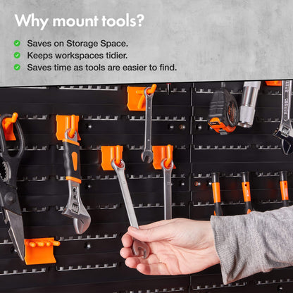 - VonHaus Garage Tool Storage with Shelf & Pegboard For Multiple Tools, Garden Tool Rack for Easy Access