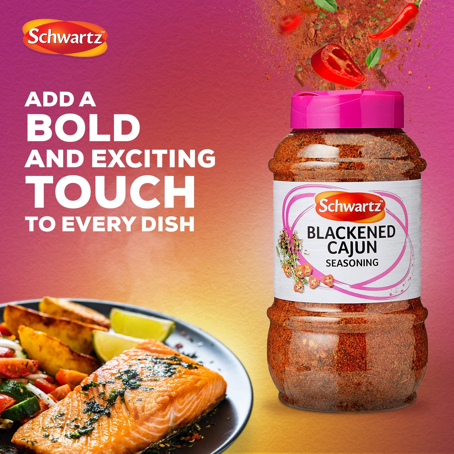 - Schwartz Blackened Cajun Seasoning | Expertly Blended with Chilli Powder -
