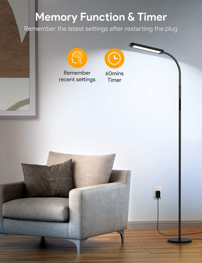 - MediAcous LED Floor Lamp | 12W Floor Standing Lamp | 5 Color Temperature & 5 Brightness -
