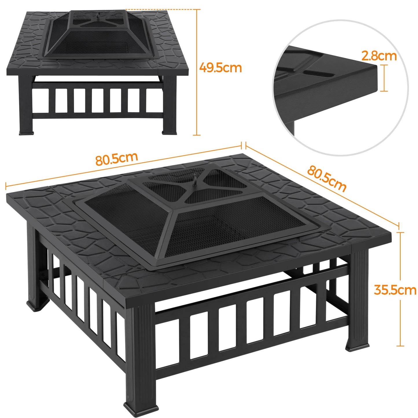 - Yaheetech 3 in 1 Fire Pit for Garden & Outdoor Patio Heater (with Lid).