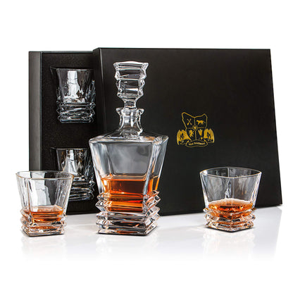 - Van Daemon Crystal Whisky Decanter (750ml) and Set of 4 Whiskey Glasses (300ml) -