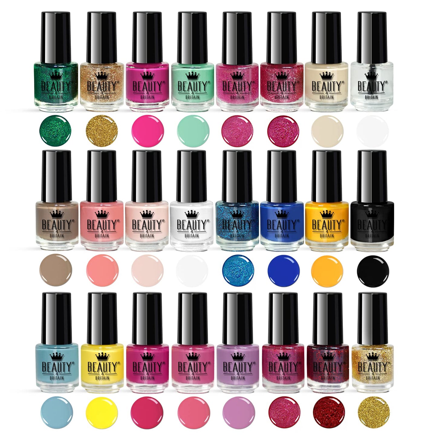 Beauty4Britain Nail Polish Varnish Set 48 Modern Colours + 2 Nail Art Sticker Sets + 2 Display Boxes