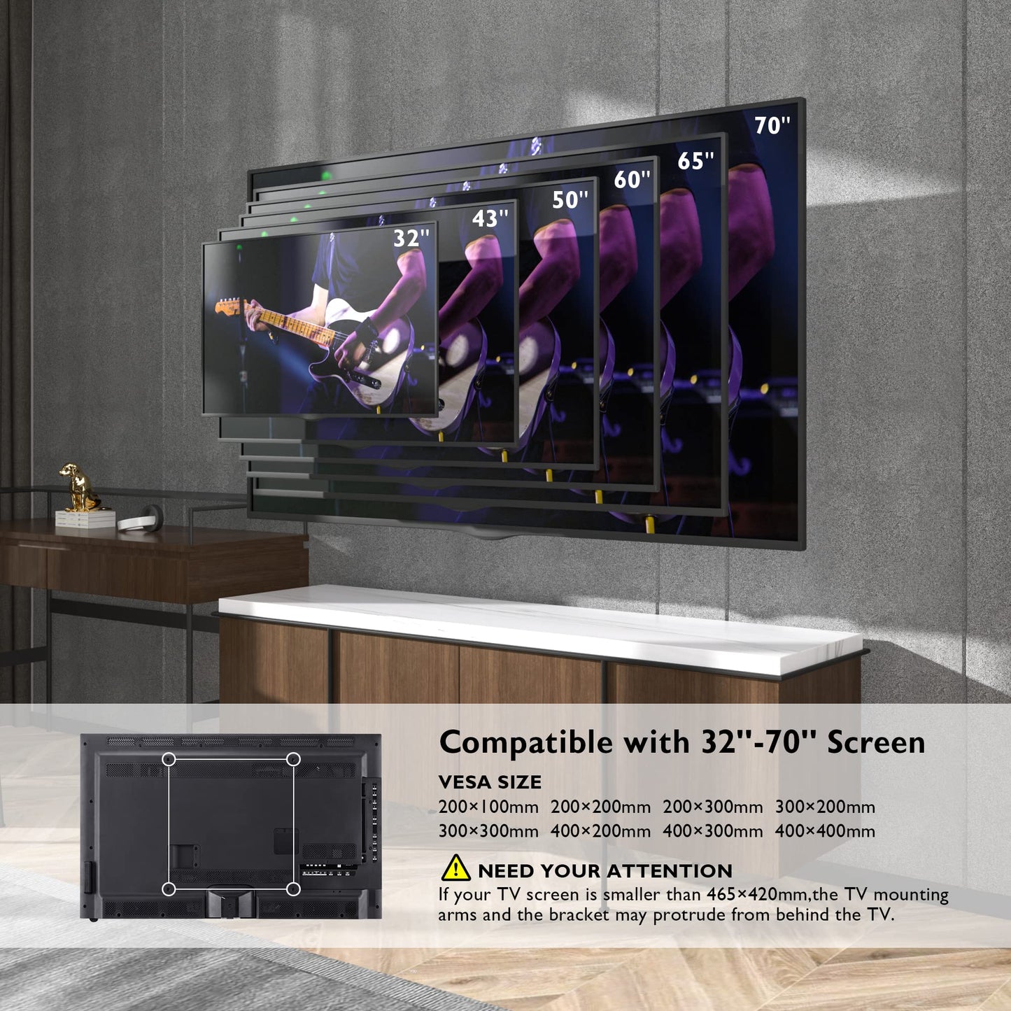 BONTEC TV Wall Bracket with Extra Long Articulated Arm for 32-70 inch up to 60 kg, Universal Long Reach Arm TV Wall Mount with Tilt, Swivel, Rotate, Full Motion TV Wall Mount, Max VESA 400x400mm