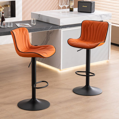 - Kidol & Shellder Bar Stools | Set of 2 | Swivel Barstools Adjustable | PU Leather Padded  | Wing Back Counter Stools -
