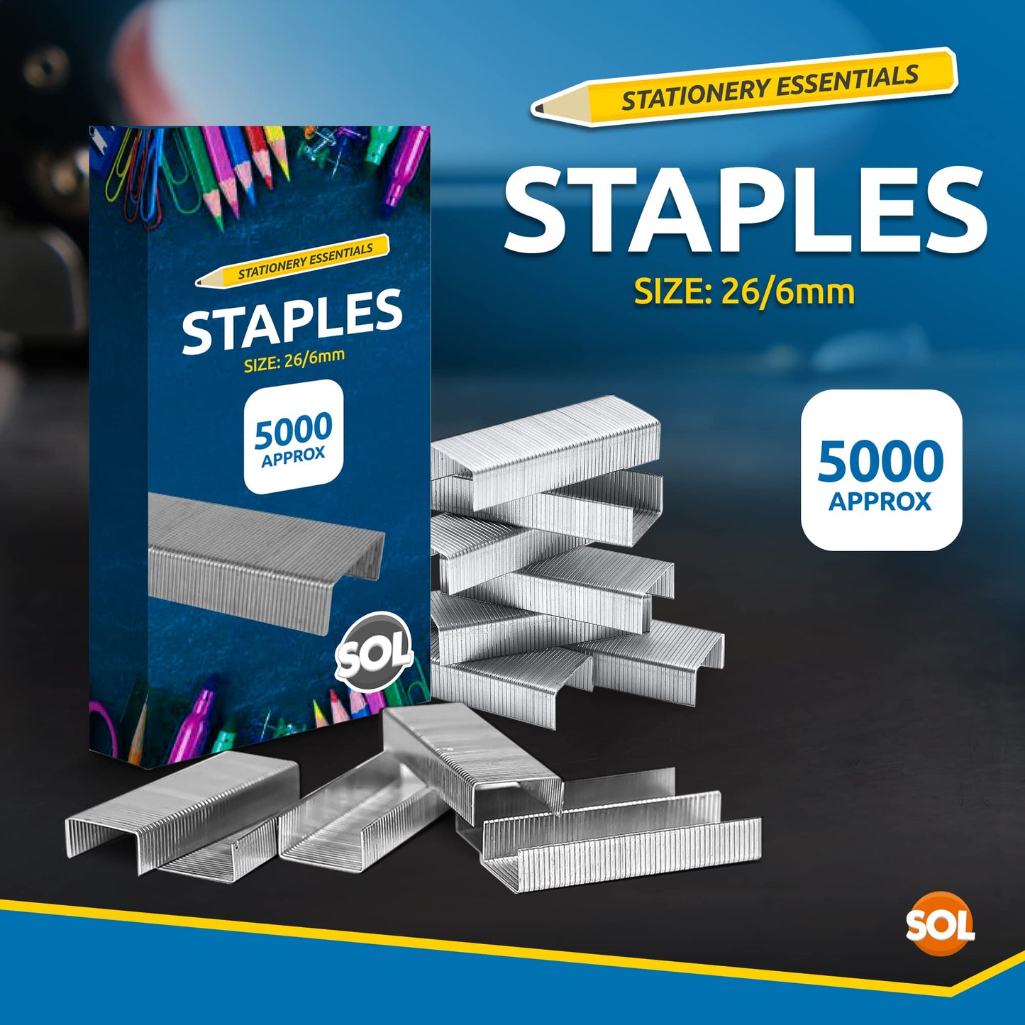 5000pk Staples 26/6 Standard Fit | 26/6mm Staples for Desktop Staplers and Pliers | 26/6 Staples 26/6mm | Office and School Stationary Supplies 26/6 Staples 5000 | 26/6mm Staple
