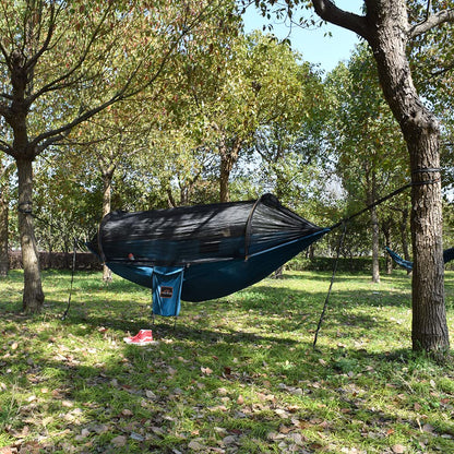 AnorTrek Professional Camping Hammock with Mosquito Net, Lightweight Portable Double Hammock with Two 10 FT Hammock Tree Straps, 230T Nylon Hammock for Camping Hiking Garden Backpacking (Green)
