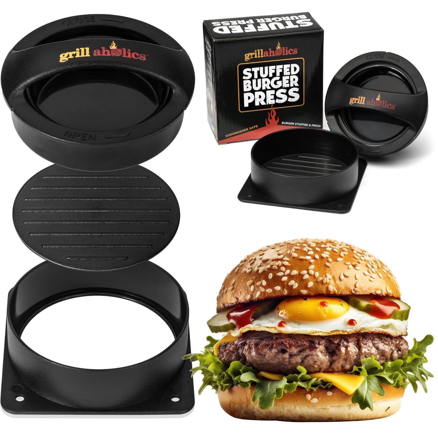 - Grillaholics Stuffed Burger Press and Hamburger Maker -