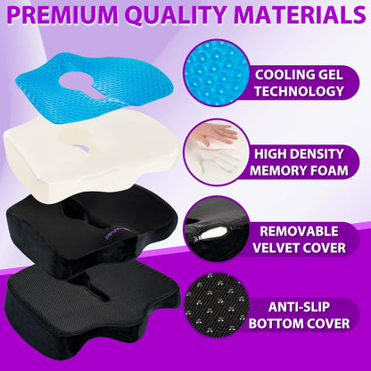 - ErgoRelief Gel-Infused Memory Foam Seat Cushion -
