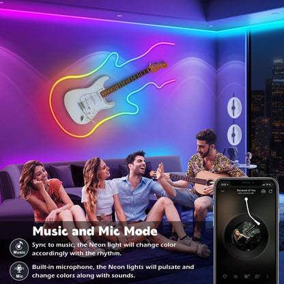 AILBTON 6m Neon Rope Lights, Flexible LED Cord Lights Controlled with App/Remote, Multiple Modes, IP65 Outdoor RGB Neon Lights Waterproof, Music Sync Led Neon Light Strip for Bedroom Decoration