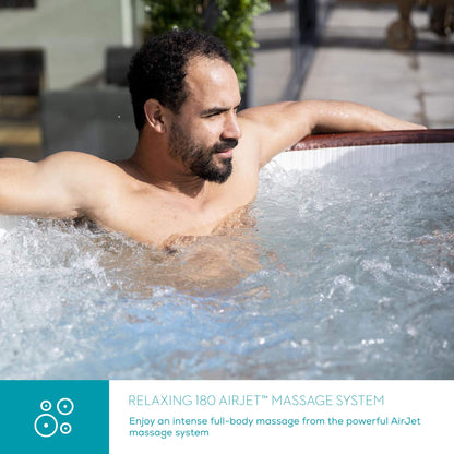 - Lay-Z-Spa 60025 Helsinki Hot Tub | 180 AirJet Wood Effect | Inflatable Spa | Freeze Shield Technology | Rapid Heating | 5-7 Person -