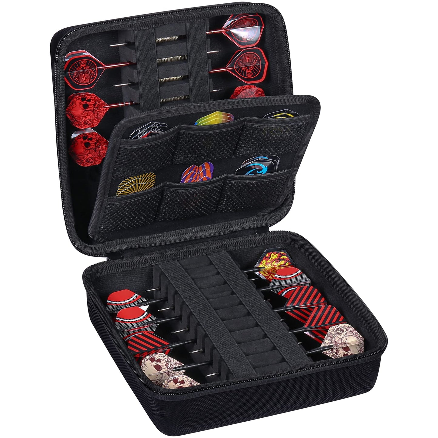 co2CREA Hard EVA Shell Storage Dart Case for 20 Steel Tip or Soft Tip Darts, Carrying Case with Numerous mesh Pockets Holder for Dart Tips,Shafts,Flights and More Dart Accessories,Case Only