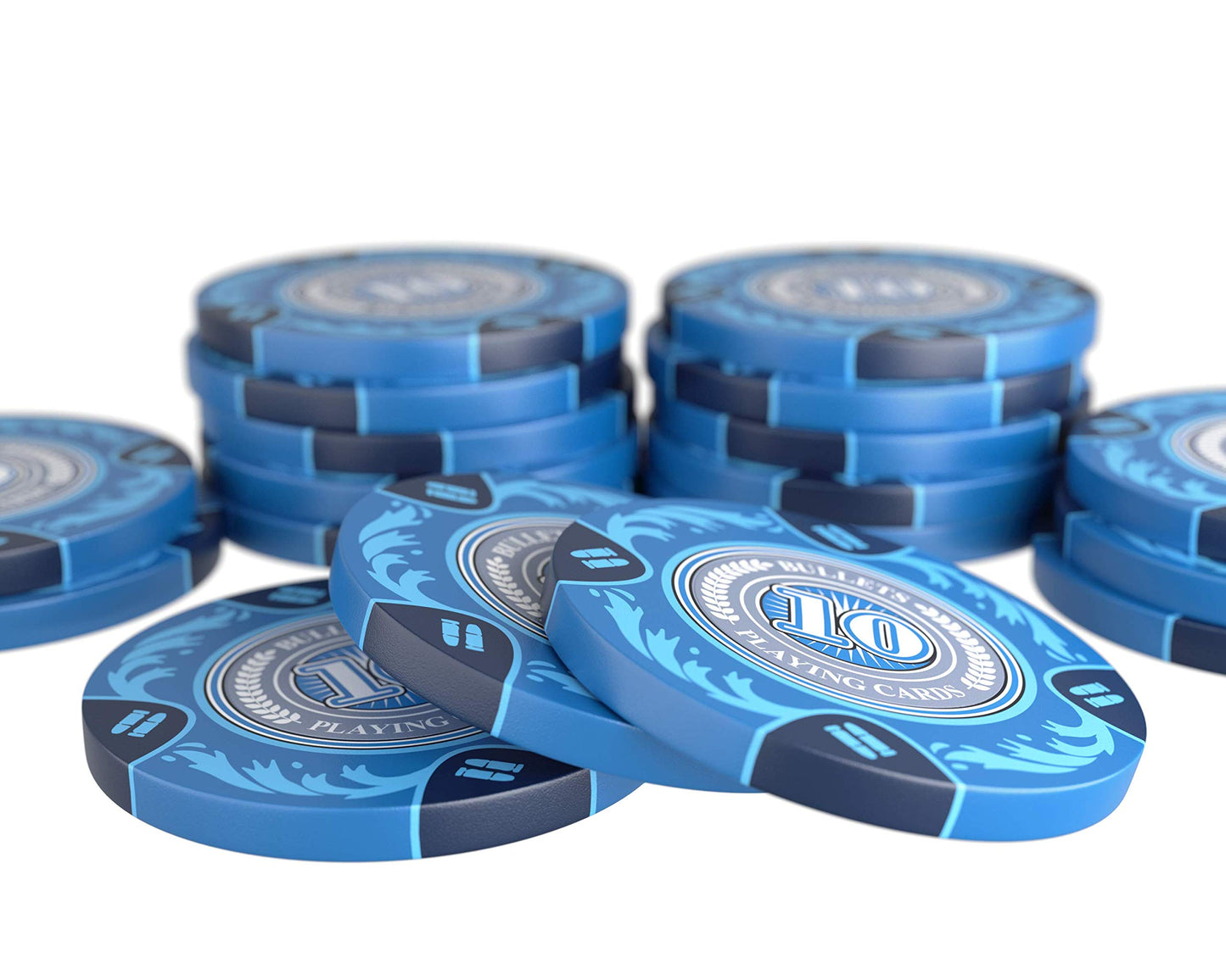 Bullets Playing Cards 'Tony' Poker Set with 300 Clay Poker Chips - including Ceramic Dealer Button, Double Pack of Bullets Poker Cards