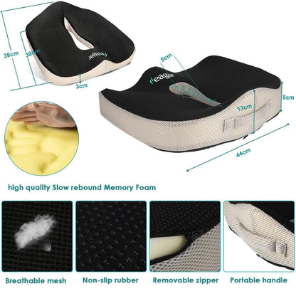 - Feagar Seat Cushion for Coccyx Sciatica Hemorrhoid Tailbone Back Pain Relief -