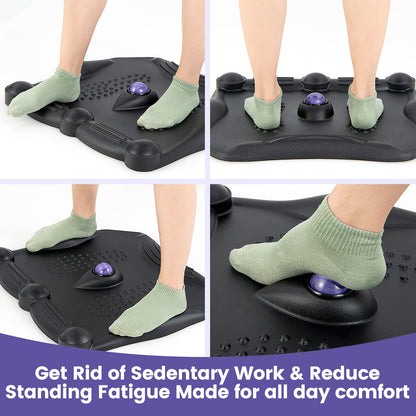 COSTWAY Anti Fatigue Mat, Ergonomic Standing Desk Mat, Acupuncture Foot Points Comfort Floor Mats for Home Kitchen Office (with Rolling Massage Ball)