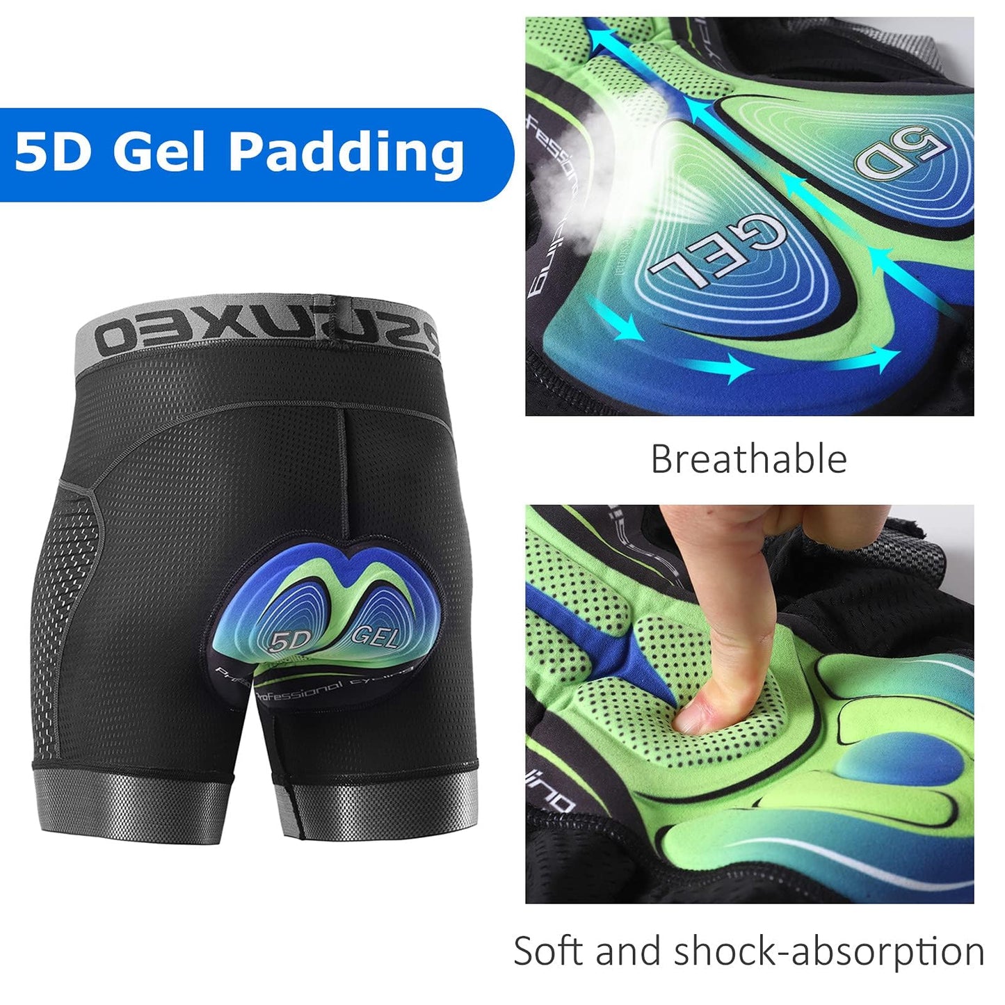 - Lixada Men's Cycling Underwear | Padded 5D Gel Padded Bike Shorts | Quick Dry -