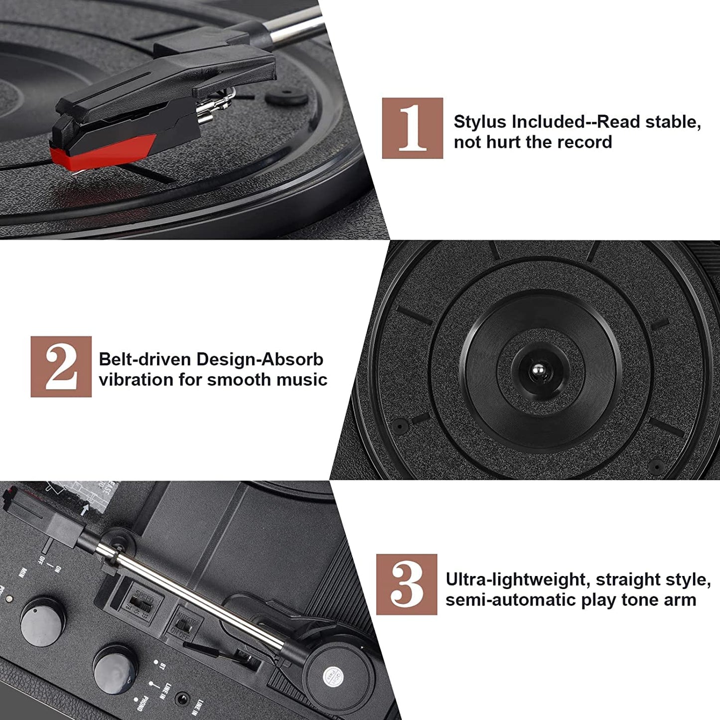 - DIGITNOW!Three Speeds Turntable Retro Record Player with Built-in Stereo Speakers -