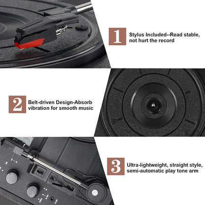 - DIGITNOW!Three Speeds Turntable Retro Record Player with Built-in Stereo Speakers -