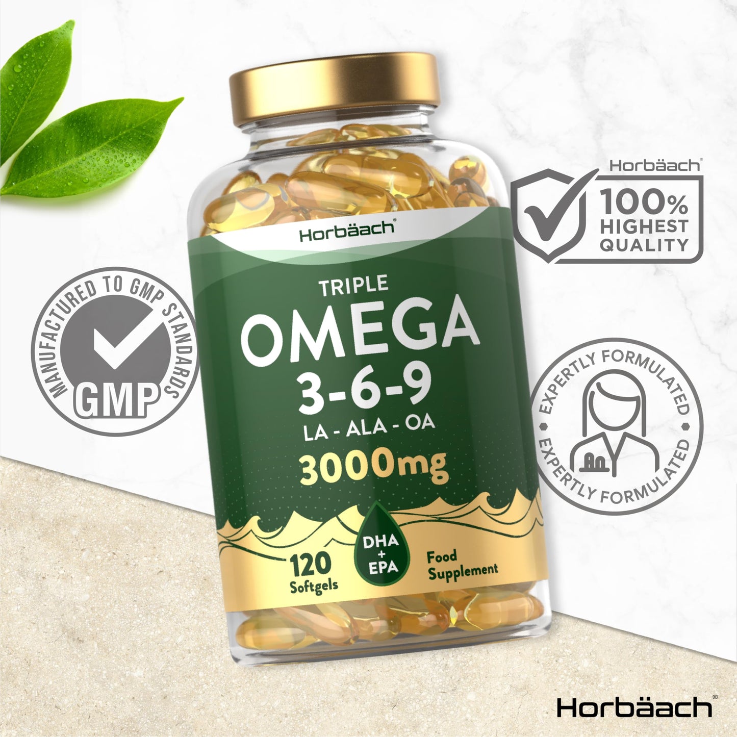 - Omega 3 6 9 Capsules High Strength | 3000mg | 120 Softgels | Triple Omega 369 with EPA, DHA & ALA from Fish Oil, Flaxseed & Sunflower -