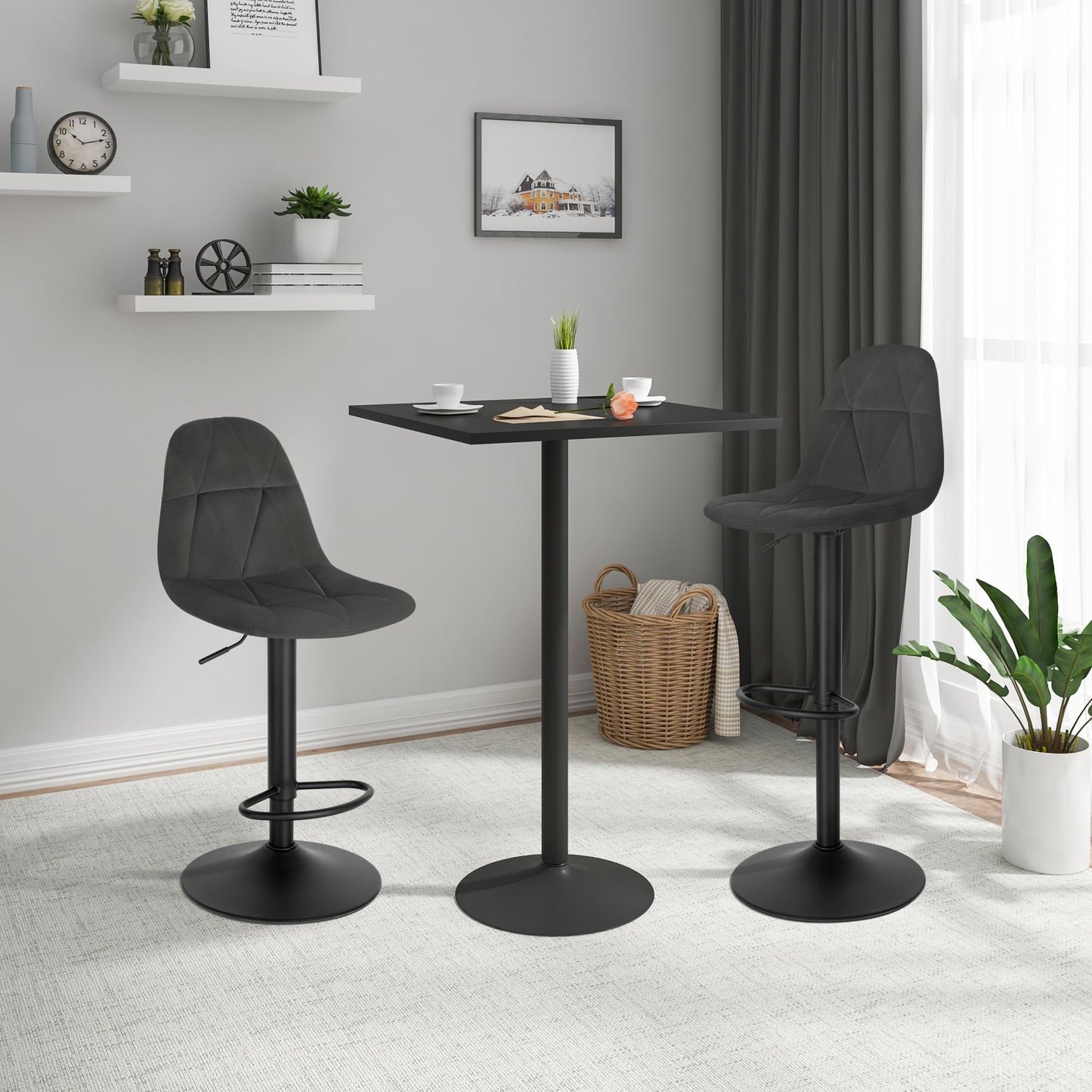 - Lestarain Bar Stool | Single Adjustable & Swivel Breakfast Kitchen Counter Pub Bar Stool -