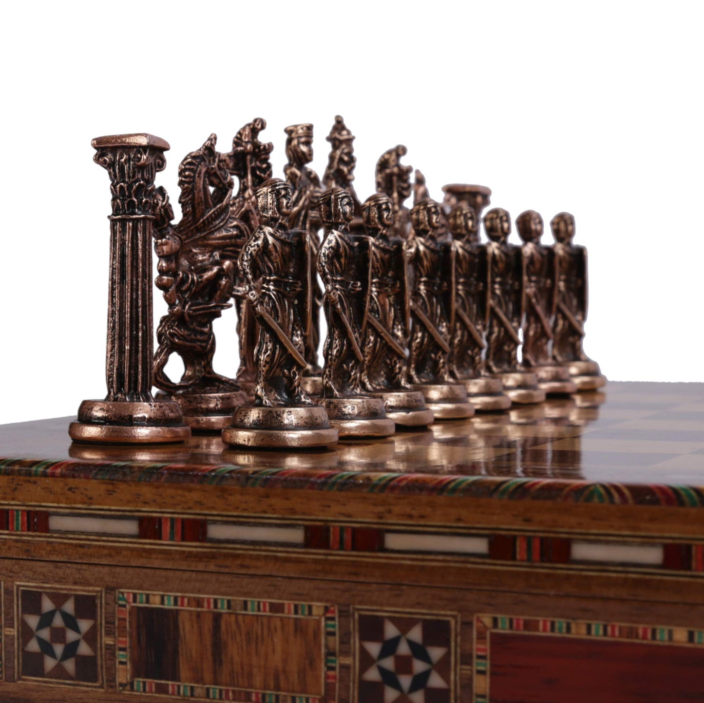 - Royal Medieval ,British Army, Antique Copper Chess Set | Handmade Pieces and Natural Solid Wooden Chess Board with Storage Inside | 3.35inc -