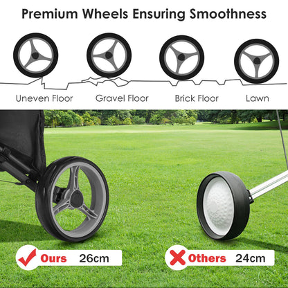 - GYMAX 3 Wheels Golf Push Pull Cart | Lightweight Height Adjustable Golf Trolley -