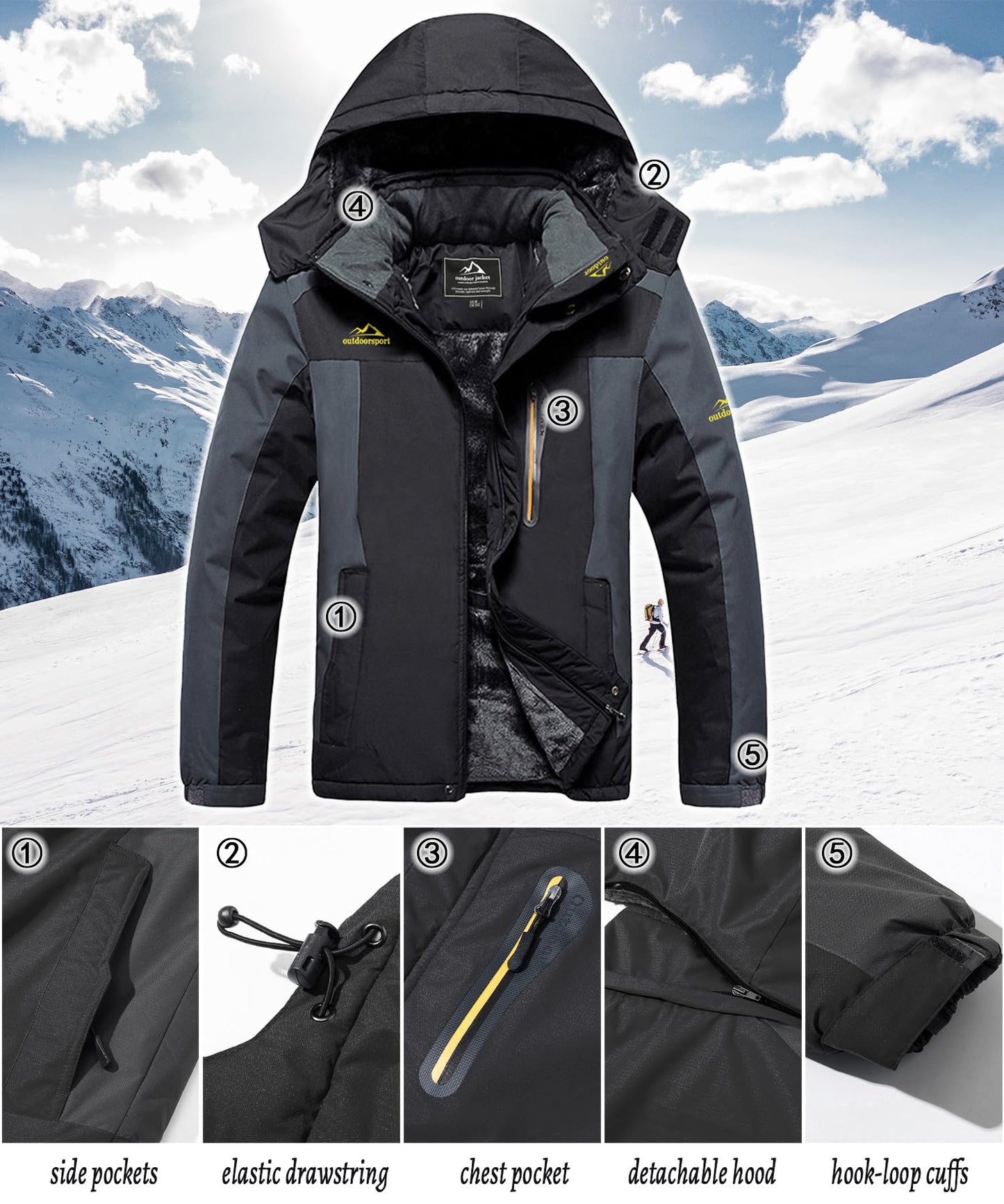 - TACVASEN Hiking Jackets | Waterproof Winter Jacket -