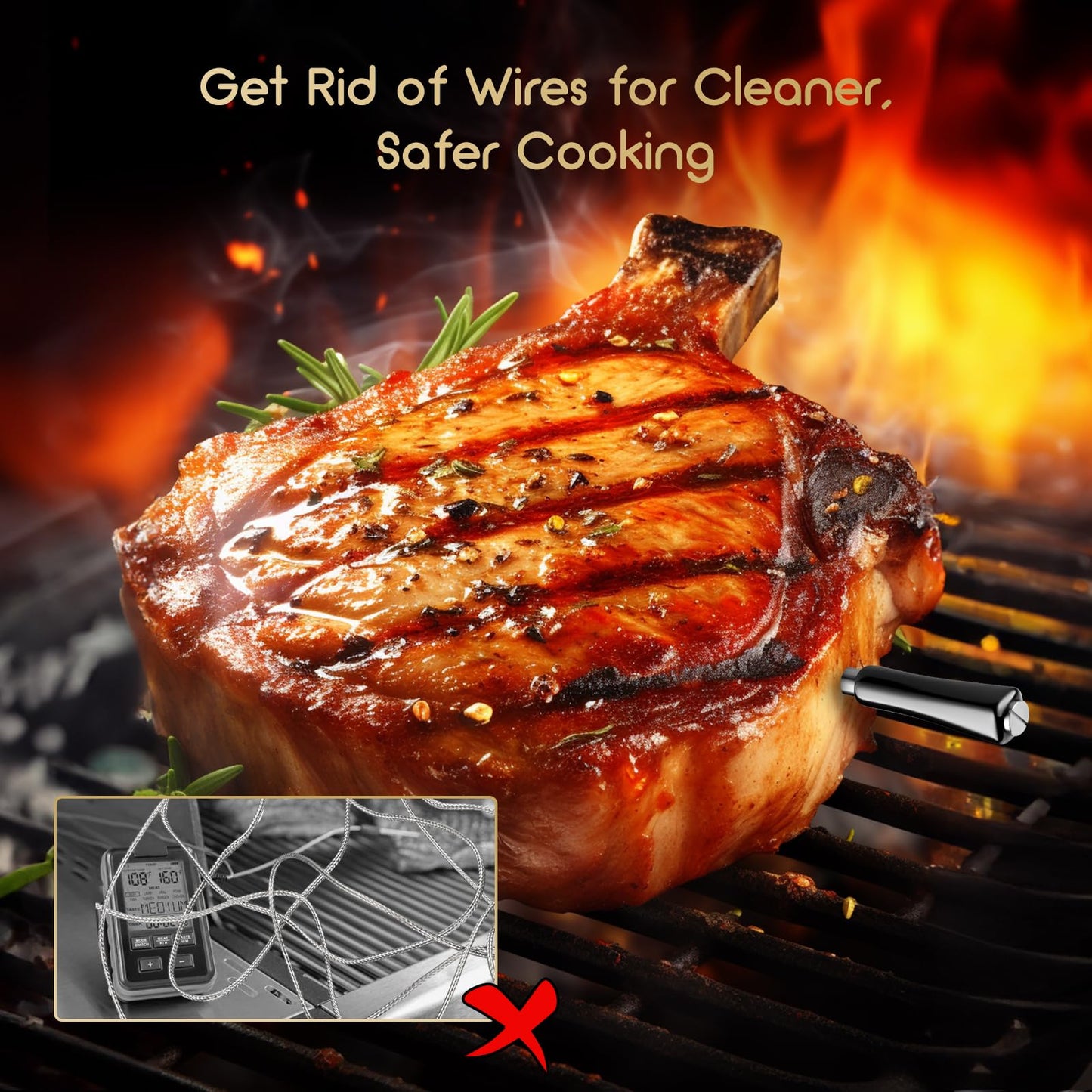- INKBIRD INT-11P-B Wireless Meat Thermometer 91m/300ft Range | Bluetooth Meat Thermometer Probe for Air Fryers Cooking -