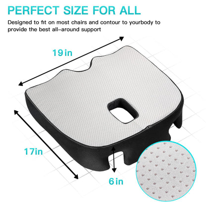Benazcap Memory Seat Cushion for Office Chair Sciatica & Back Pain Relief Memory Foam Firm Coccyx Pad for Car, Wheelchair, Gaming chair and Desk Chair