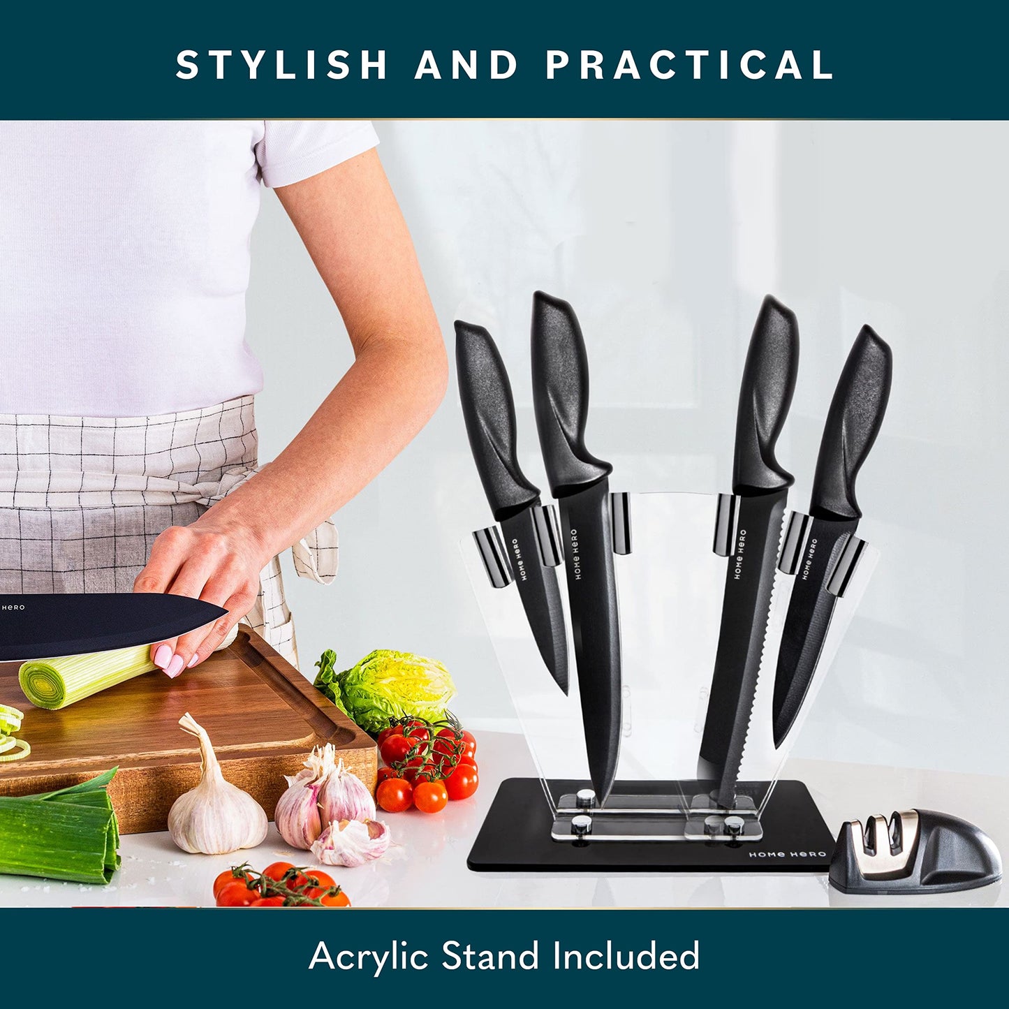 - Home Hero Ultra-Sharp Stainless Steel Kitchen Knife Set - Chef Knives Set (7 pcs Set -