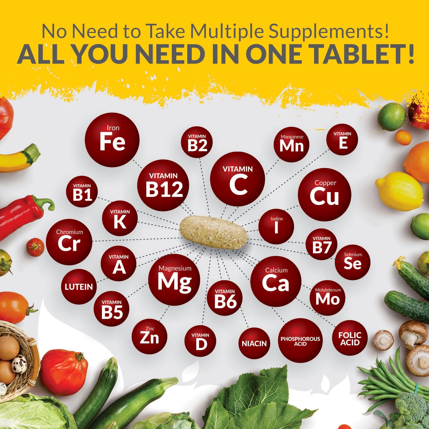 - Multivitamin Tablets | 365 Tablets | 1 Year Supply -