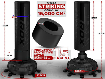 - RDX XXL 150KG 6ft Free Standing Punch Bag | Gloves & Cover | Heavy Pedestal Bag -