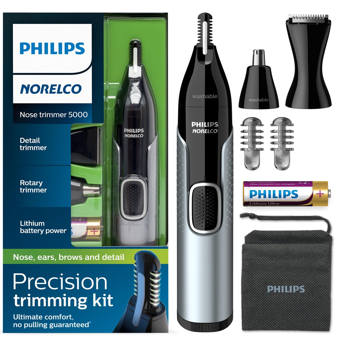 - Philips Norelco Nose Trimmer 5000 | For Nose | Ears | Eyebrows -