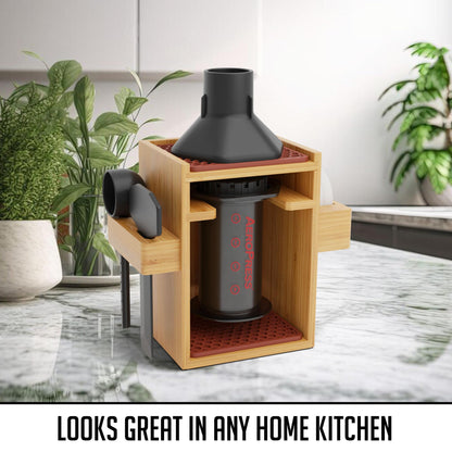 - HEXNUB – Bamboo Organizer for AeroPress | Compact Coffee Caddy Station -