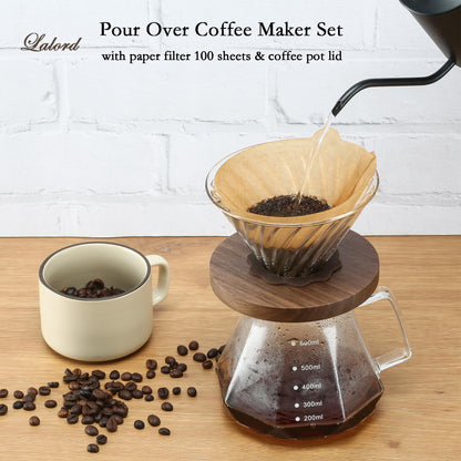 - Lalord Pour Over Coffee Maker | 600 ml Borosilicate Glass Carafe | 100 pcs -