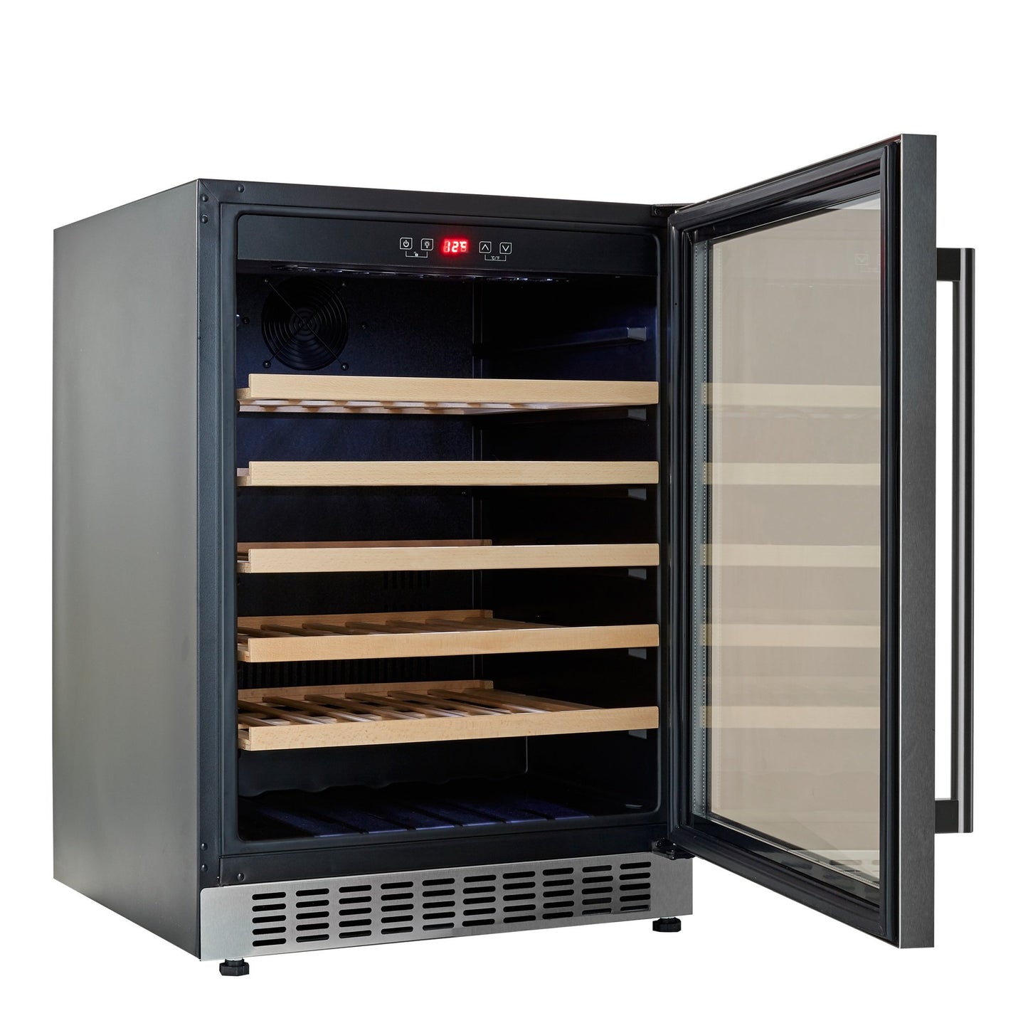 Cookology CWC600SS Freestanding Undercounter Fridge Cabinet 60cm Wine Cooler, 54 Bottle, 135 Litre Capacity, with Digital Temperature Control and Reversible Door - in Stainless Steel