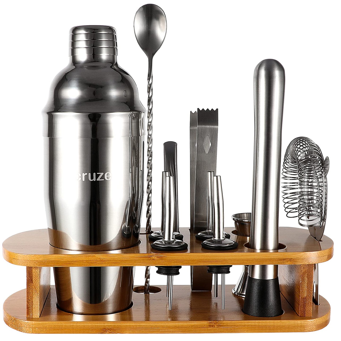Cocktail Shaker Bar Mixer Set-Professional Bartender Premium Stainless Steel 25oz. Perfect For Homemade Party Drinks with Your Favourite Liquor Mixes. This 12 Piece Kit Has All The Essentials You Need