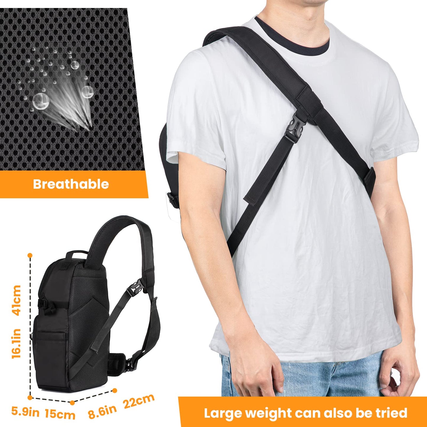 - TARION Camera Sling Bag | Waterproof Camera Travel Bag | For Photography | Black -