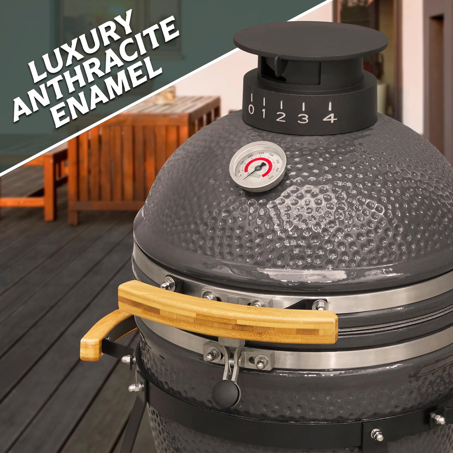 Dellonda Deluxe 16"(40cm) Ceramic Kamado Style BBQ Grill/Oven/Smoker - DG158