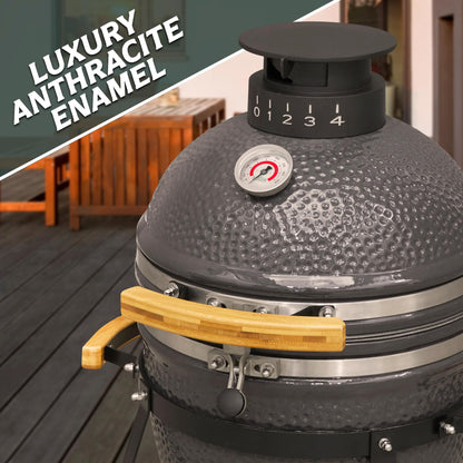 Dellonda Deluxe 16"(40cm) Ceramic Kamado Style BBQ Grill/Oven/Smoker - DG158