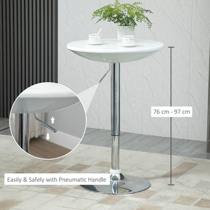 - HOMCOM Modern Round Bar Table | Adjustable Height Home Pub Bistro Desk | Swivel Painted Top with Silver Steel Leg and Base -