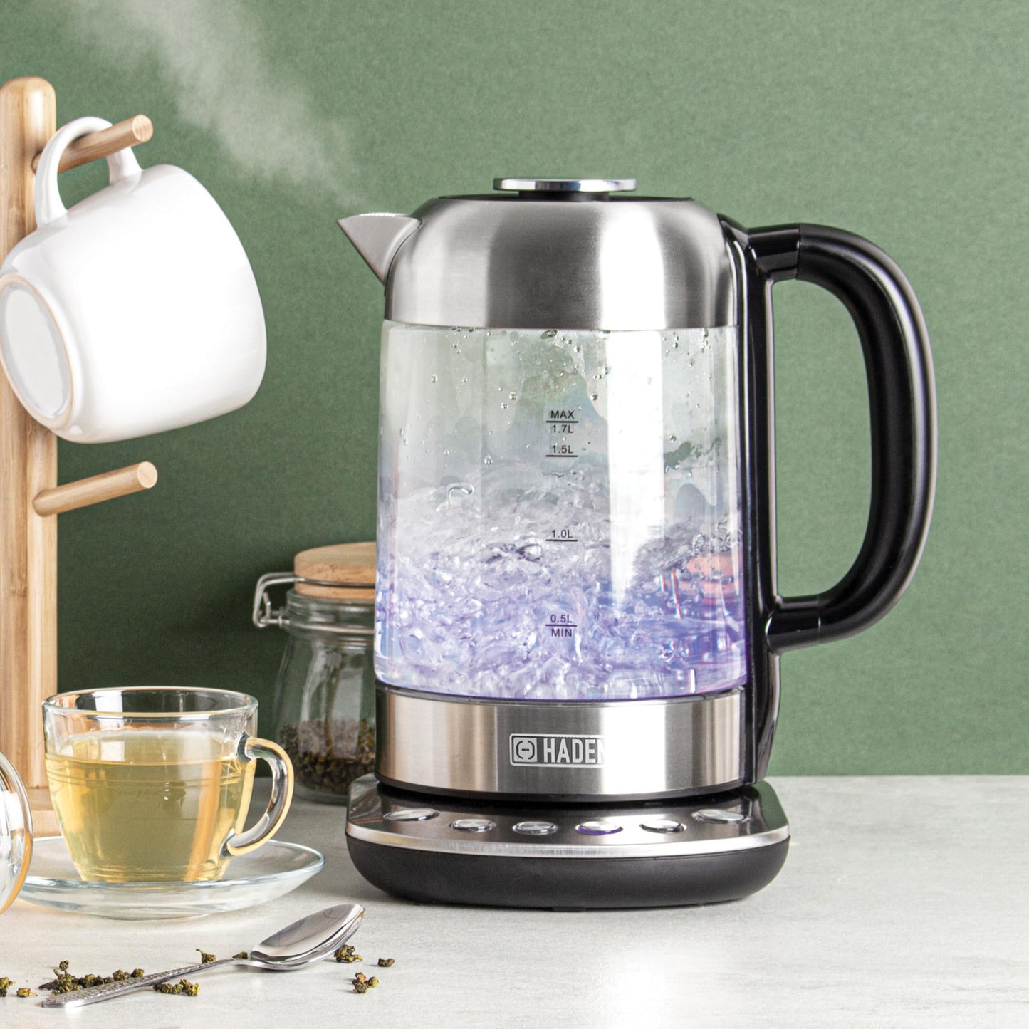 - Haden Richmond Variable Temperature Control Kettle  | Keep Warm Function  | Stainless Steel & Glass Kettle | 3000W Fast Boil & Quiet Electric Kettle -