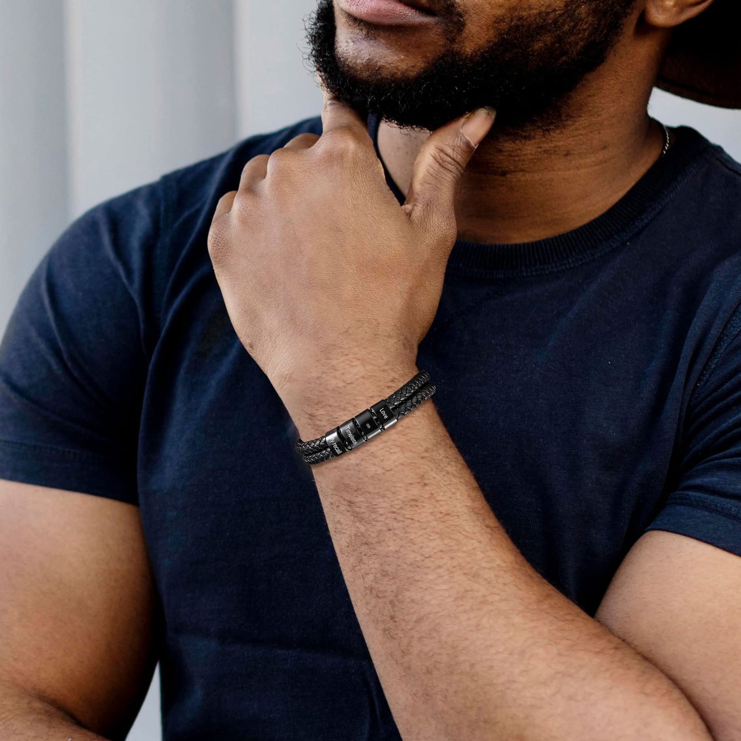 - Murtoo Personalised Bracelet for Men | Leather Bracelet With Name | Gift for Men -